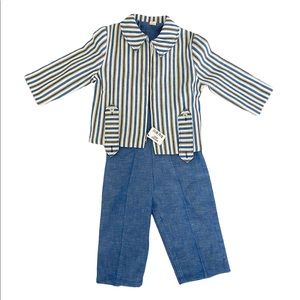 Kid Bits Boys 4T Overalls Pant and Reversible Jacket Combo Set